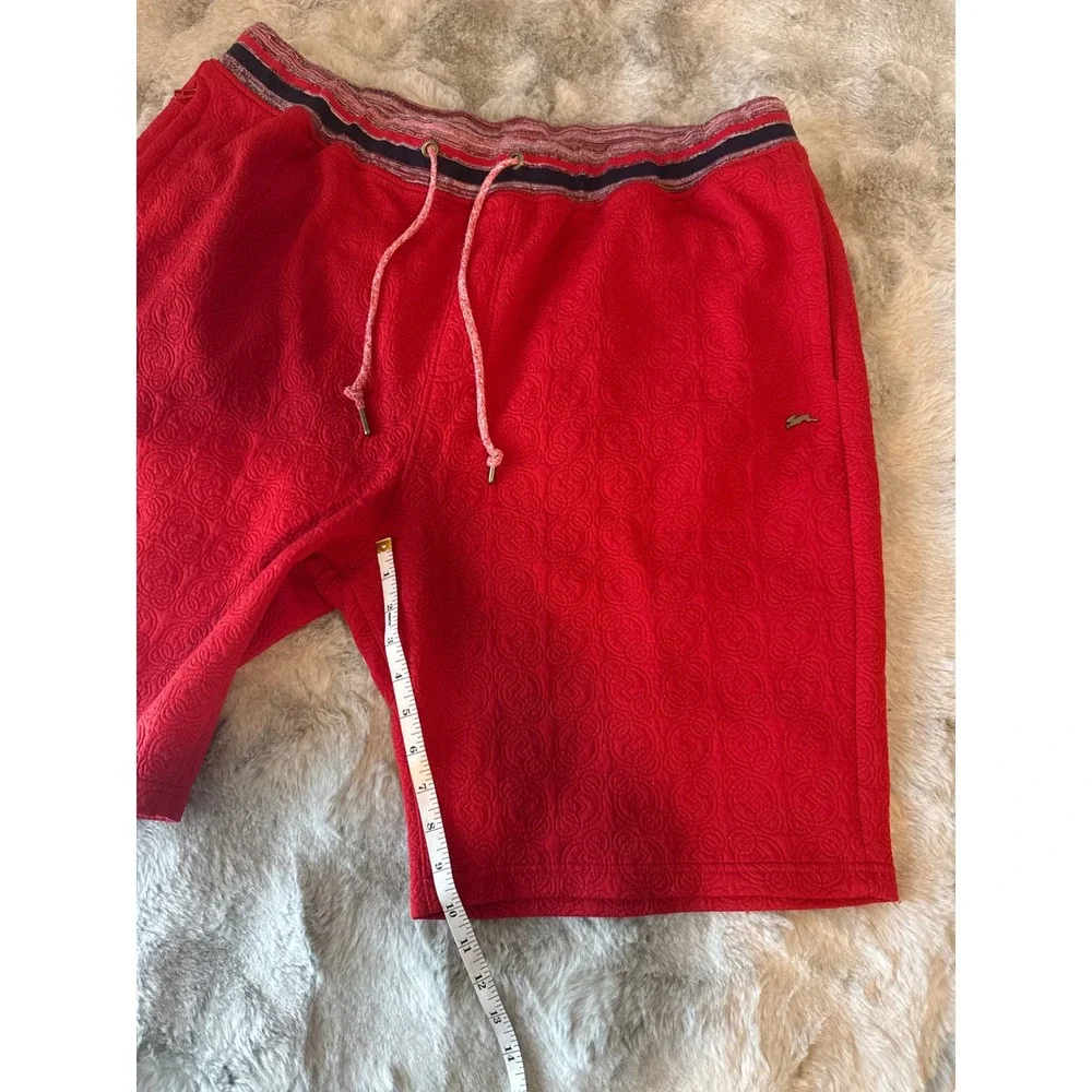A.Tiziano Premium Menswear Red Embossed Knit Shorts Mens 5X Lounge Athletic-0588